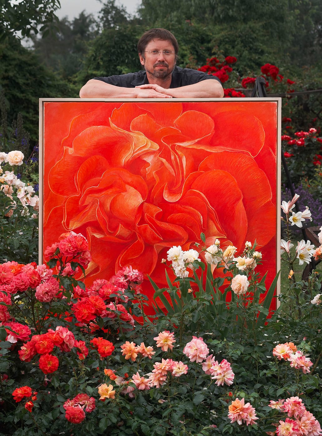 Olaf Hoppe in seinem Garten